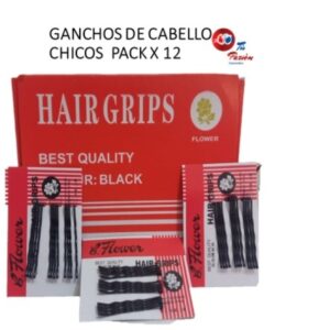 Hair Grips Pack x 12  Negros Chicos   Caja x 72
