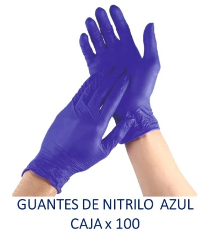 Guante de Nitrilo color Azul Caja x 100 und. Talla M. Libres de polvo. –  Intecma