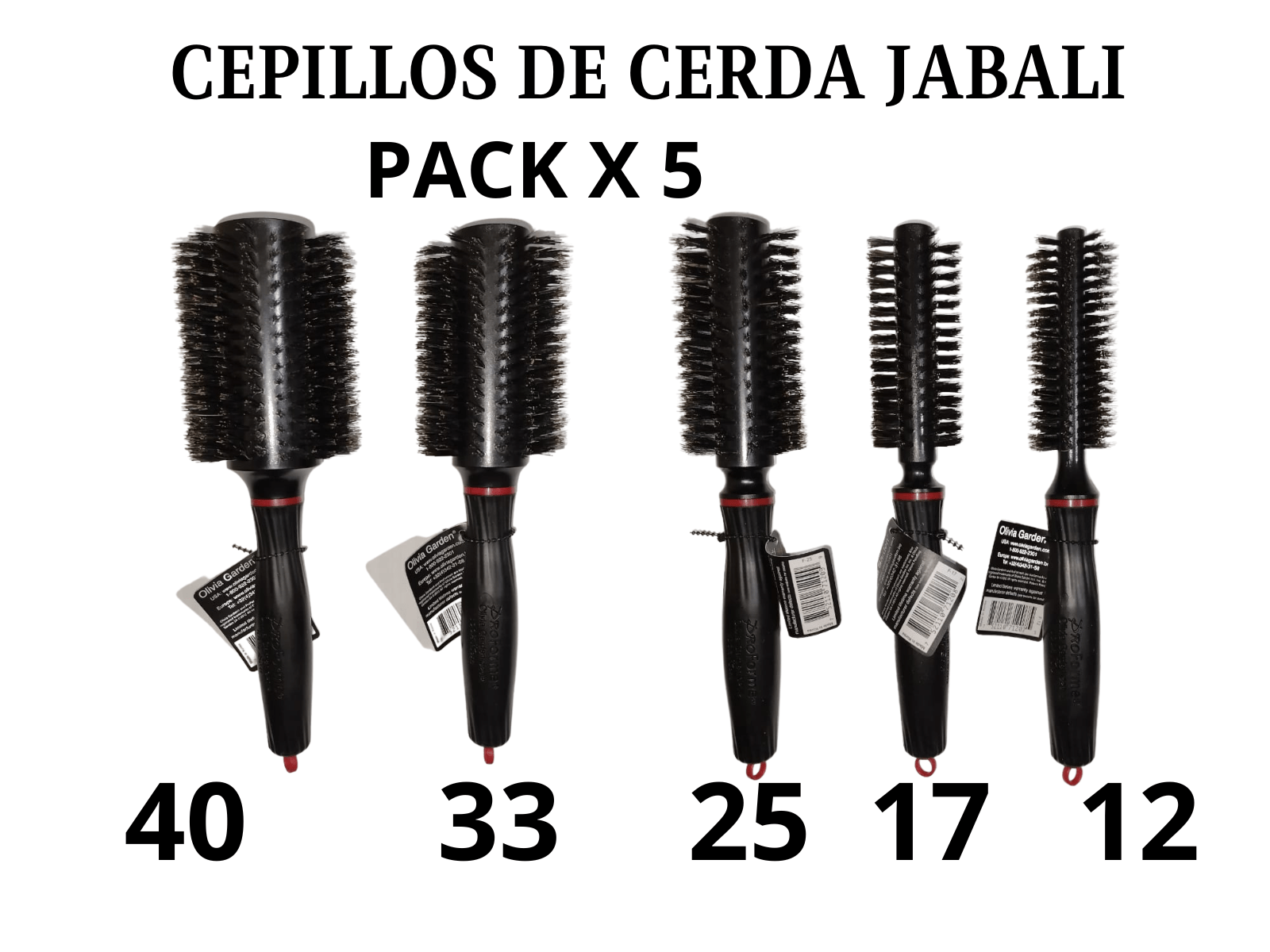 Cepillo de Cerda de Jabali Pack x 5 Estilistas - Productos para Peluquería